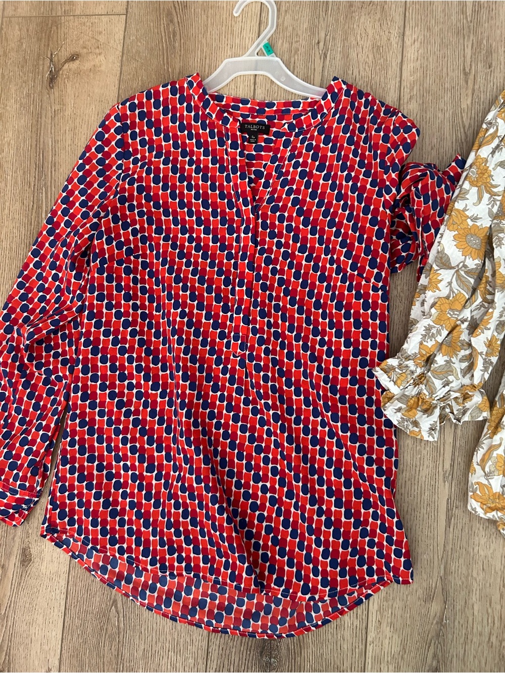 Talbots Red and Blue Geometric Long-Sleeve Blouse / All other blouses included